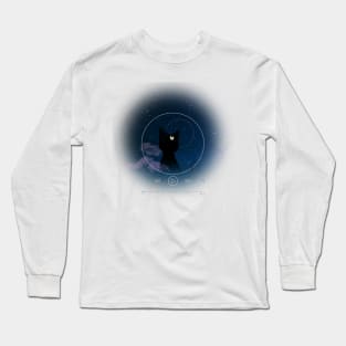 Art, cat, darkness, dark, moon, roses, cats, notes sky, stars, touch, gift, love, romantic, aesthetic, anime, kitty, cute, manga vintage, retro, music, gift, clouds, flowers Long Sleeve T-Shirt